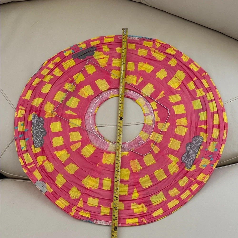 Mimi'Lou Pink & Yellow Birds & Clouds Paper Lantern NEW